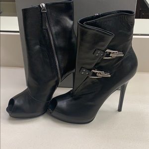ALEXANDER McQUEEN PEEP TOE BUCKLE BOOTIE